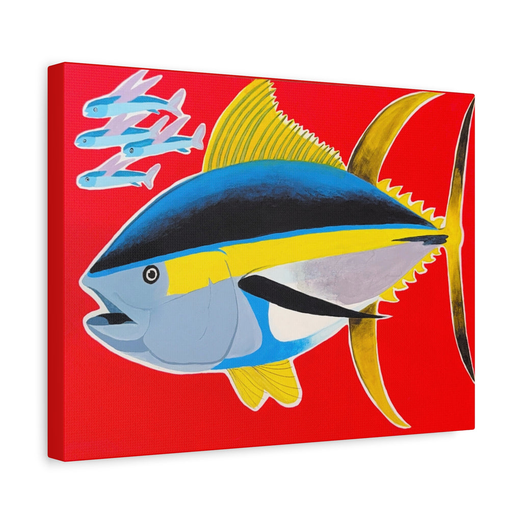 Big Red - Yellowfin Tuna Canvas Print on Red Matte Stretched Canvas