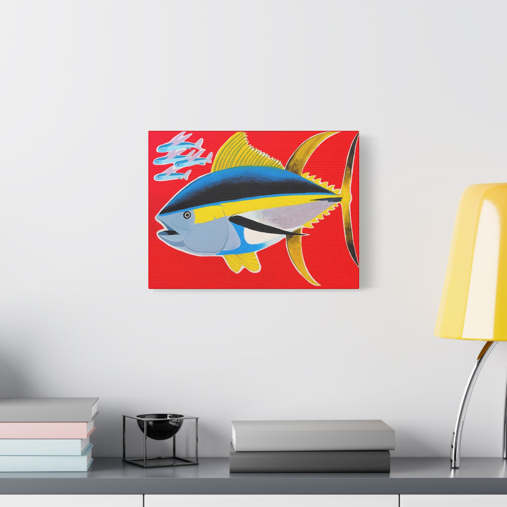 Big Red - Yellowfin Tuna Canvas Print on Red Matte Stretched Canvas