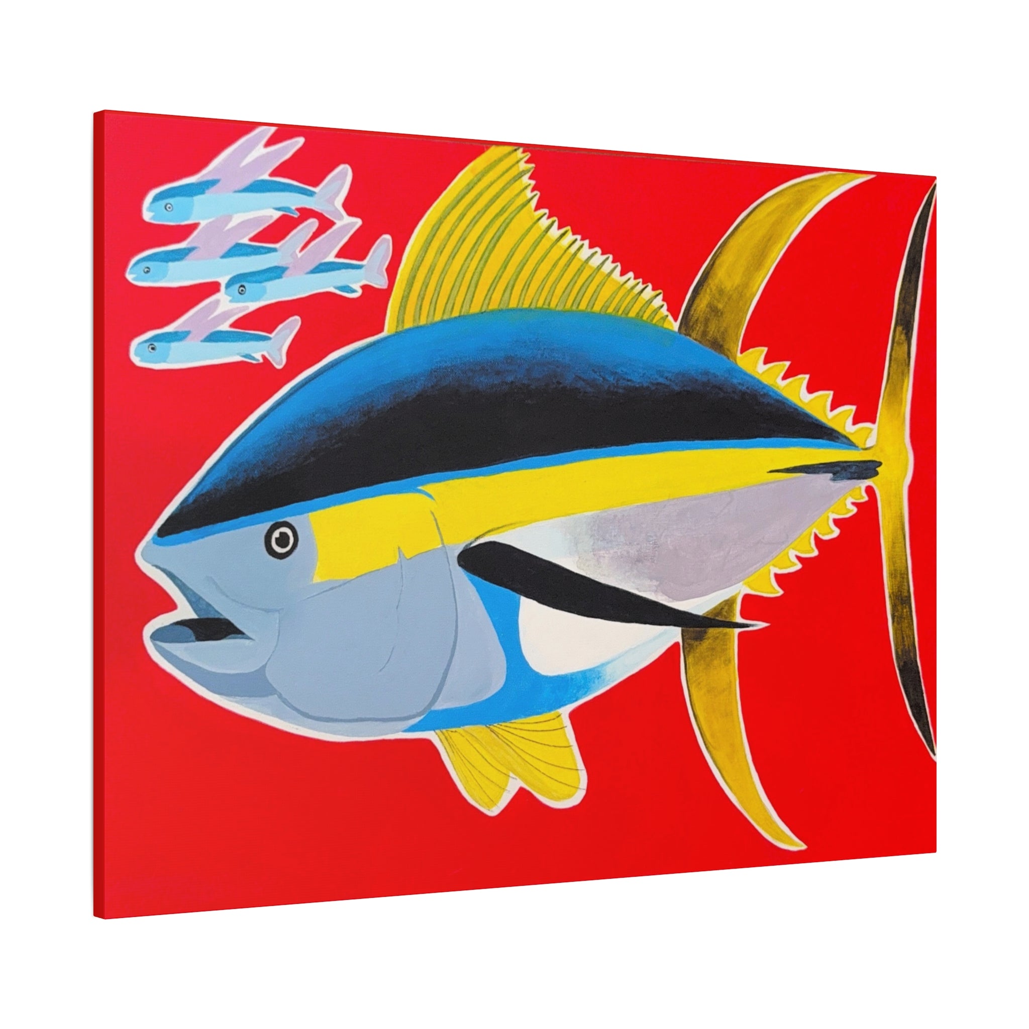 Big Red - Yellowfin Tuna Canvas Print on Red Matte Stretched Canvas