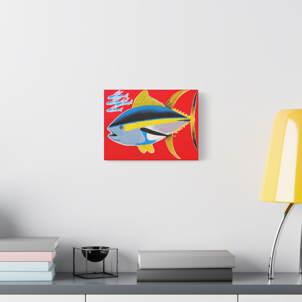 Big Red - Yellowfin Tuna Canvas Print on Red Matte Stretched Canvas