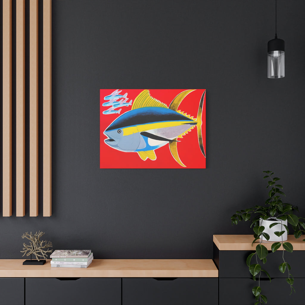 Big Red - Yellowfin Tuna Canvas Print on Red Matte Stretched Canvas