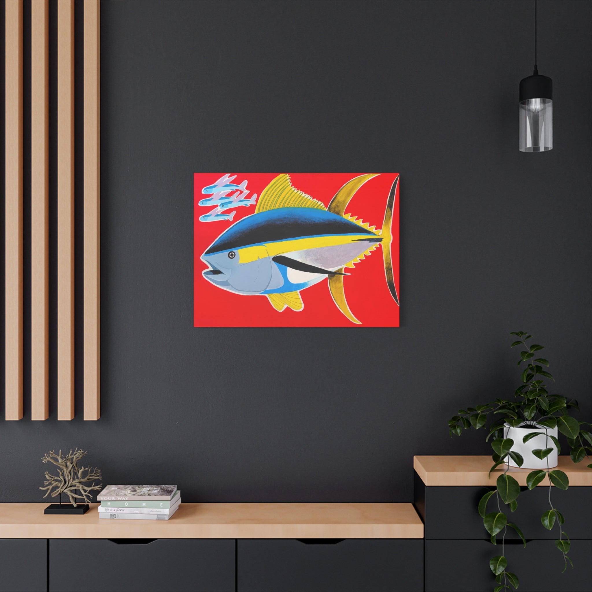 Big Red - Yellowfin Tuna Canvas Print on Red Matte Stretched Canvas