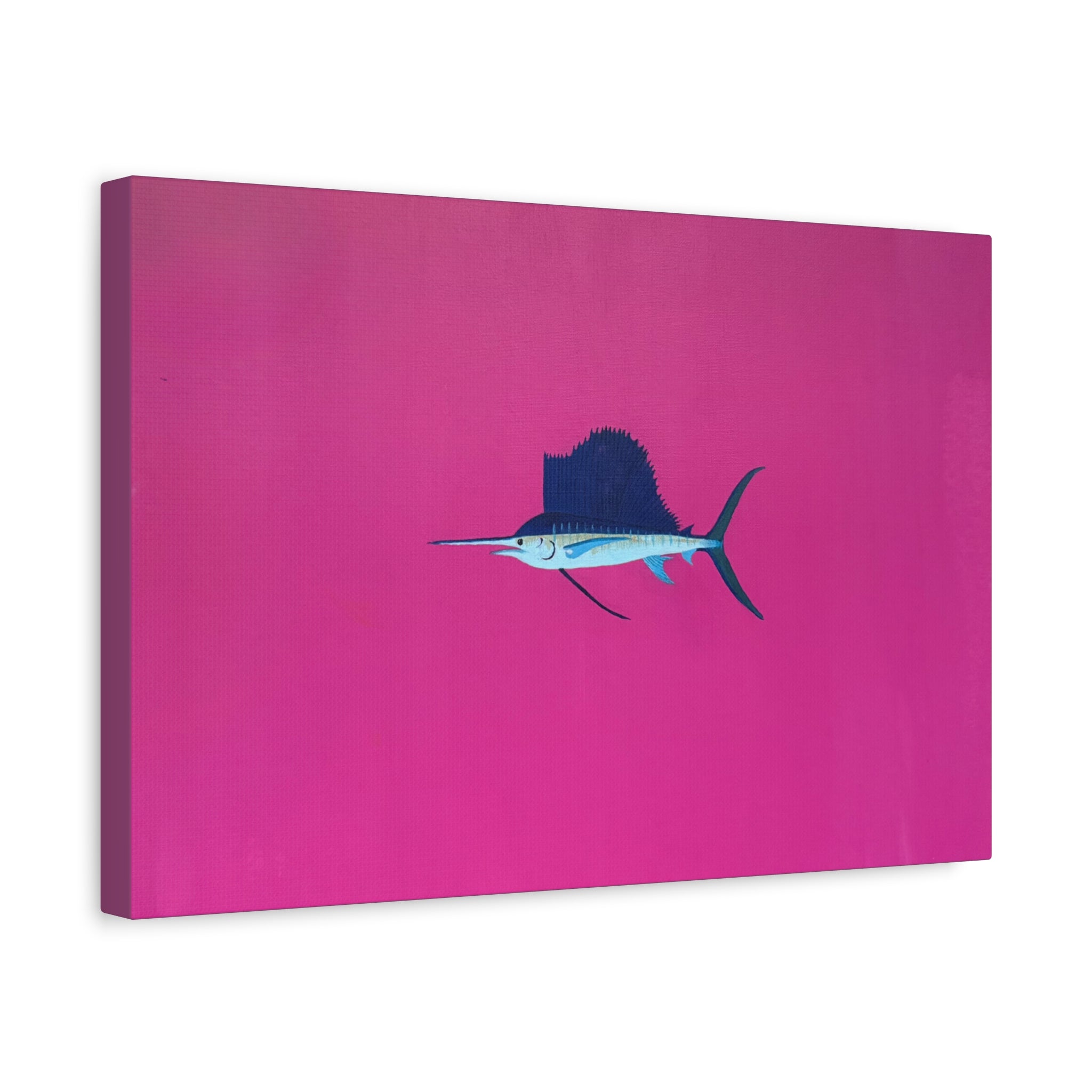 Pinky Sailfish — Pink Minimalist Acrylic Sailfish Canvas