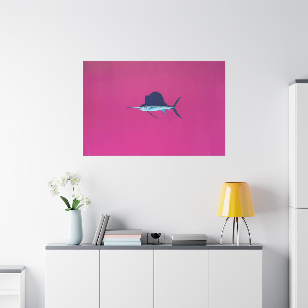 Pinky Sailfish — Pink Minimalist Acrylic Sailfish Canvas
