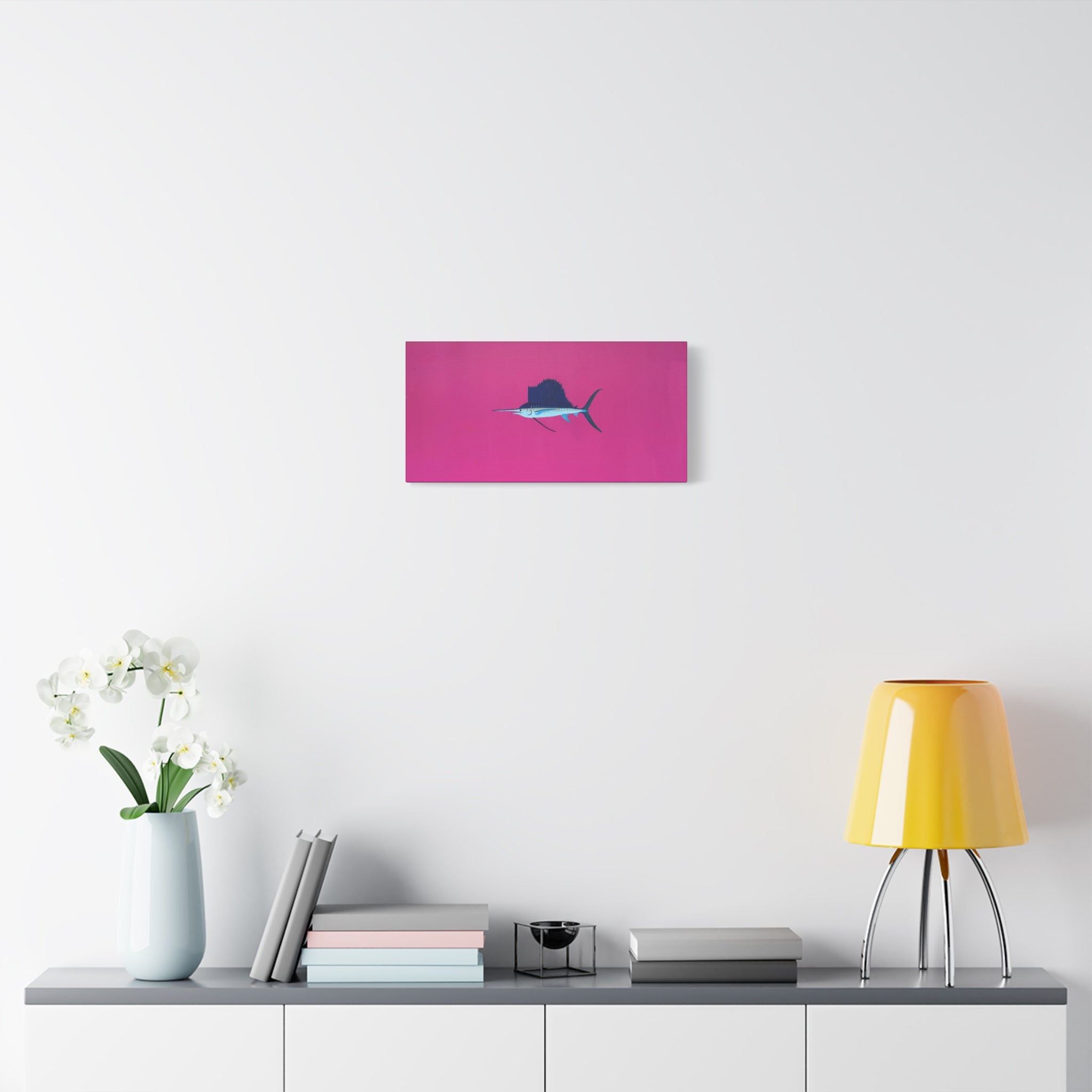 Pinky Sailfish — Pink Minimalist Acrylic Sailfish Canvas
