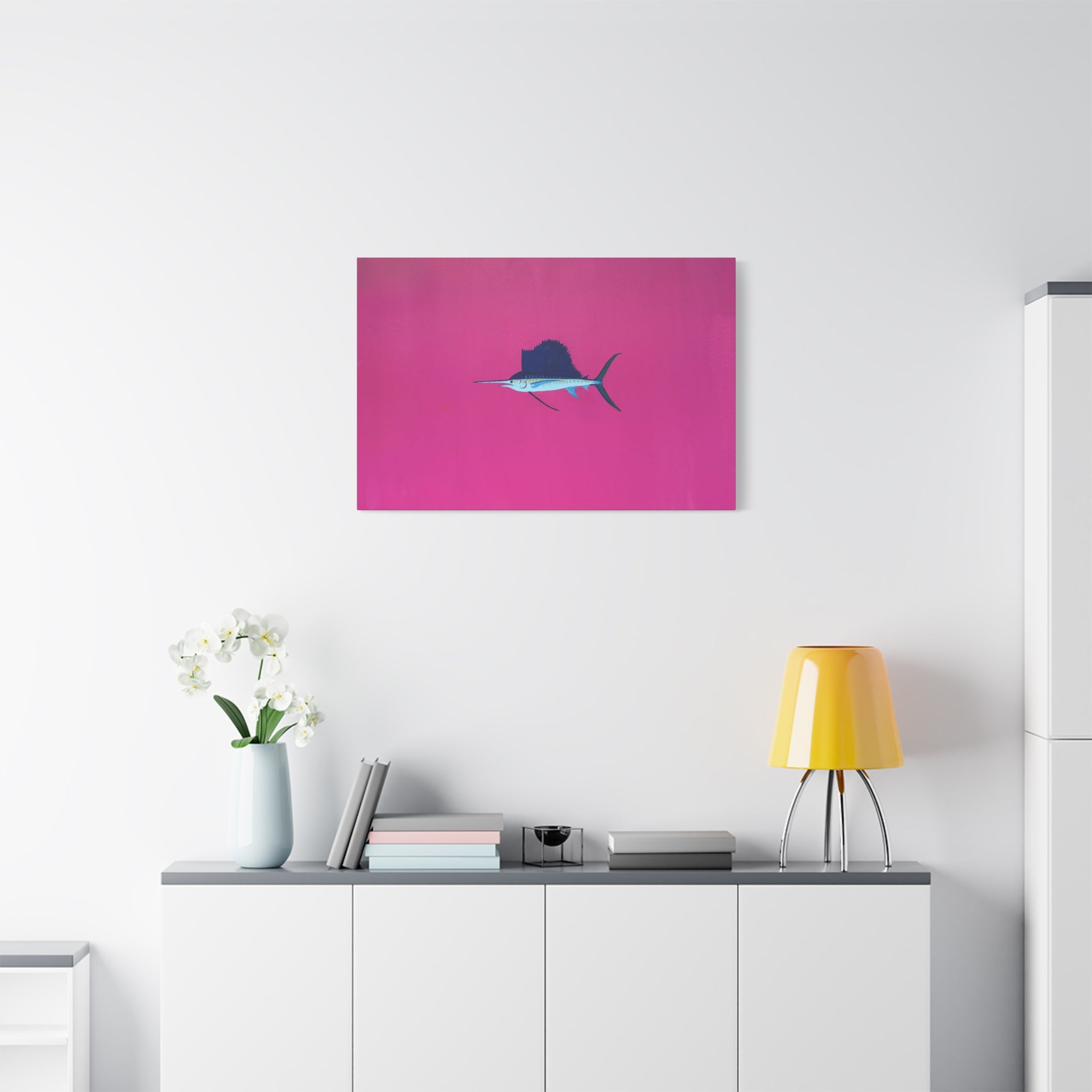 Pinky Sailfish — Pink Minimalist Acrylic Sailfish Canvas