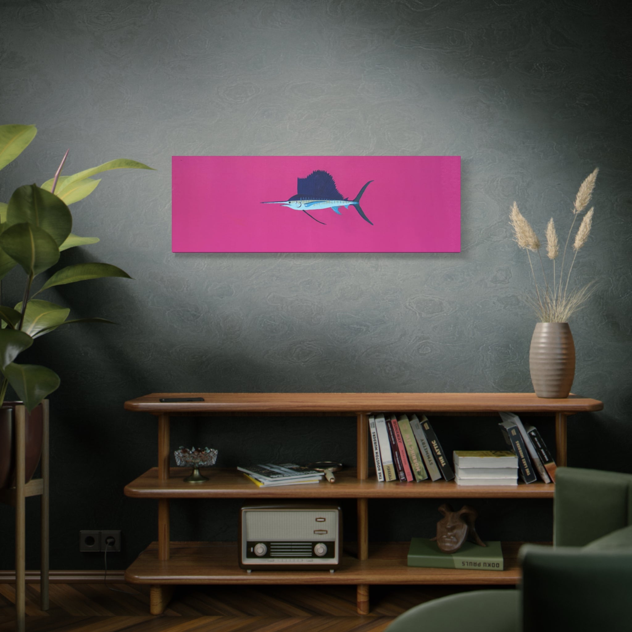 Pinky Sailfish — Pink Minimalist Acrylic Sailfish Canvas