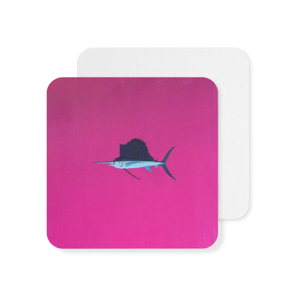 Marlin Beach Coasters (Set of 50/100) — Bright Pink Sailfish Drink Coasters