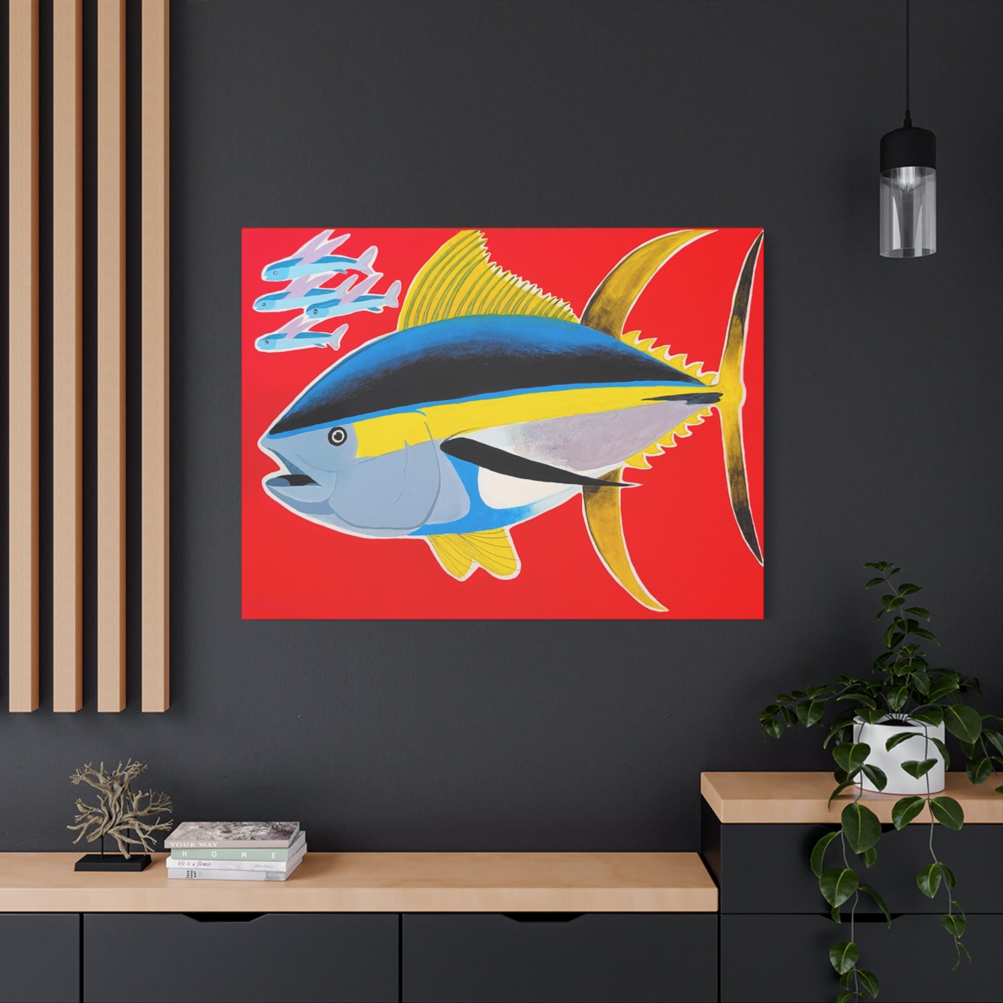 Big Red - Yellowfin Tuna Canvas Print on Red Matte Stretched Canvas