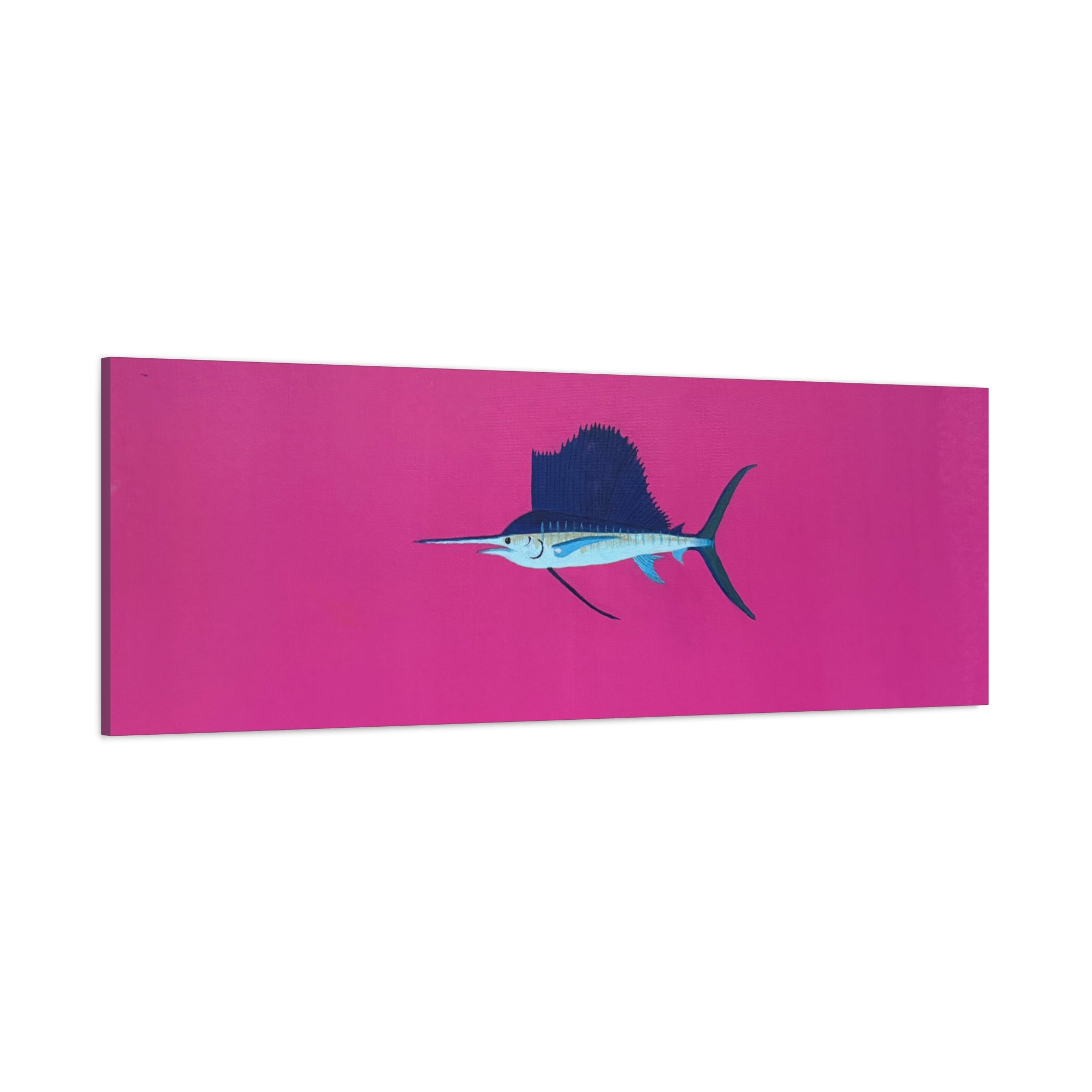 Pinky Sailfish — Pink Minimalist Acrylic Sailfish Canvas