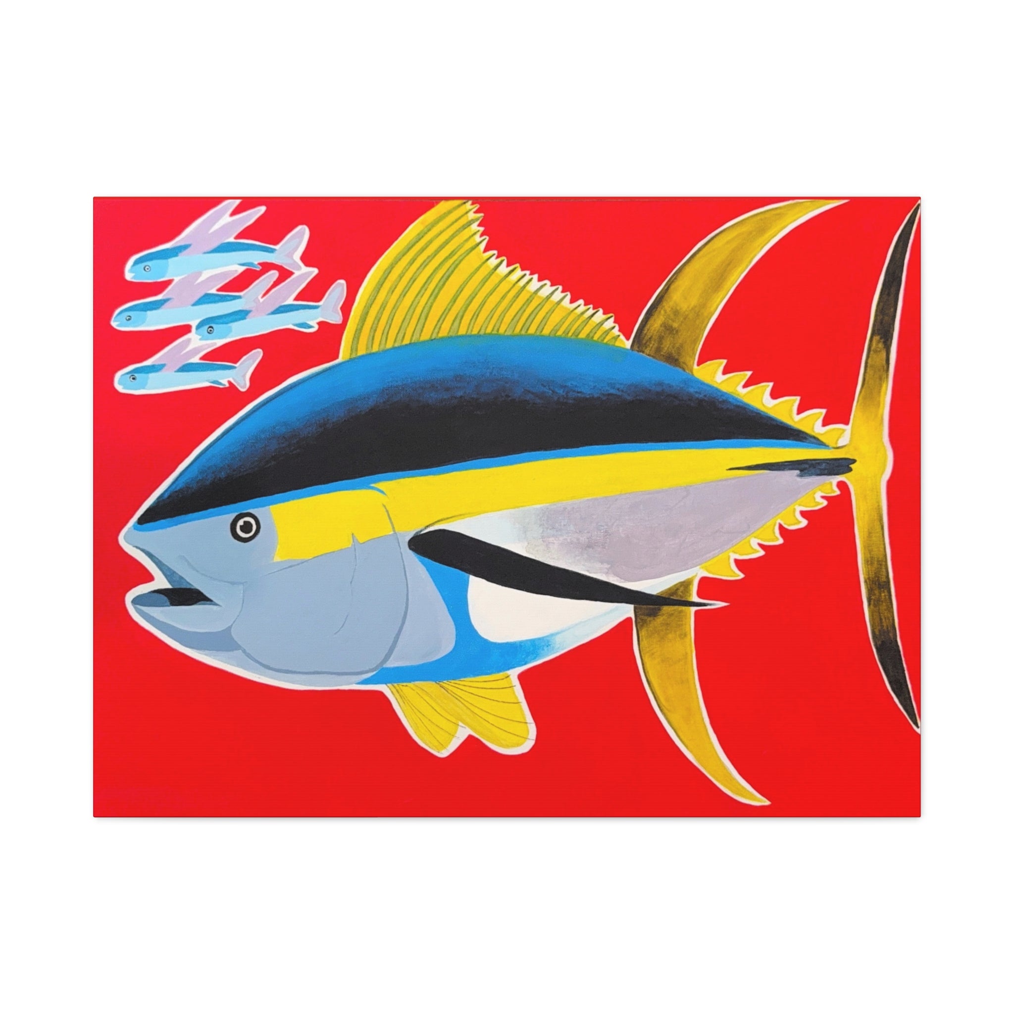 Big Red - Yellowfin Tuna Canvas Print on Red Matte Stretched Canvas