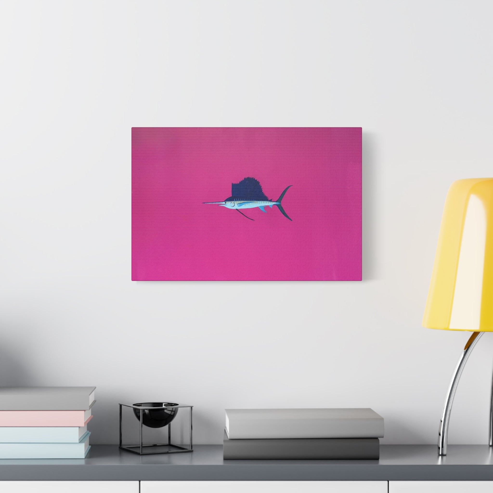 Pinky Sailfish — Pink Minimalist Acrylic Sailfish Canvas