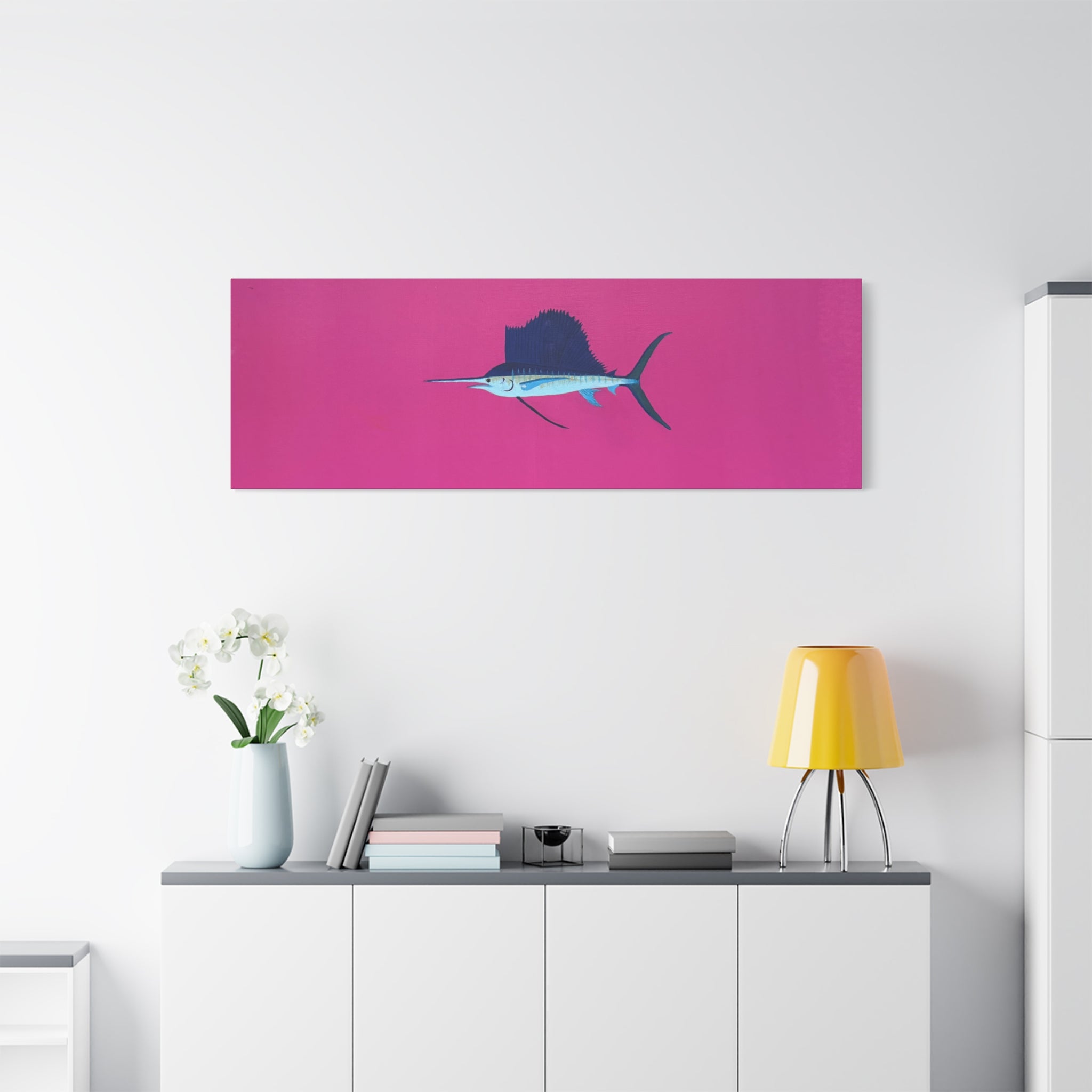 Pinky Sailfish — Pink Minimalist Acrylic Sailfish Canvas