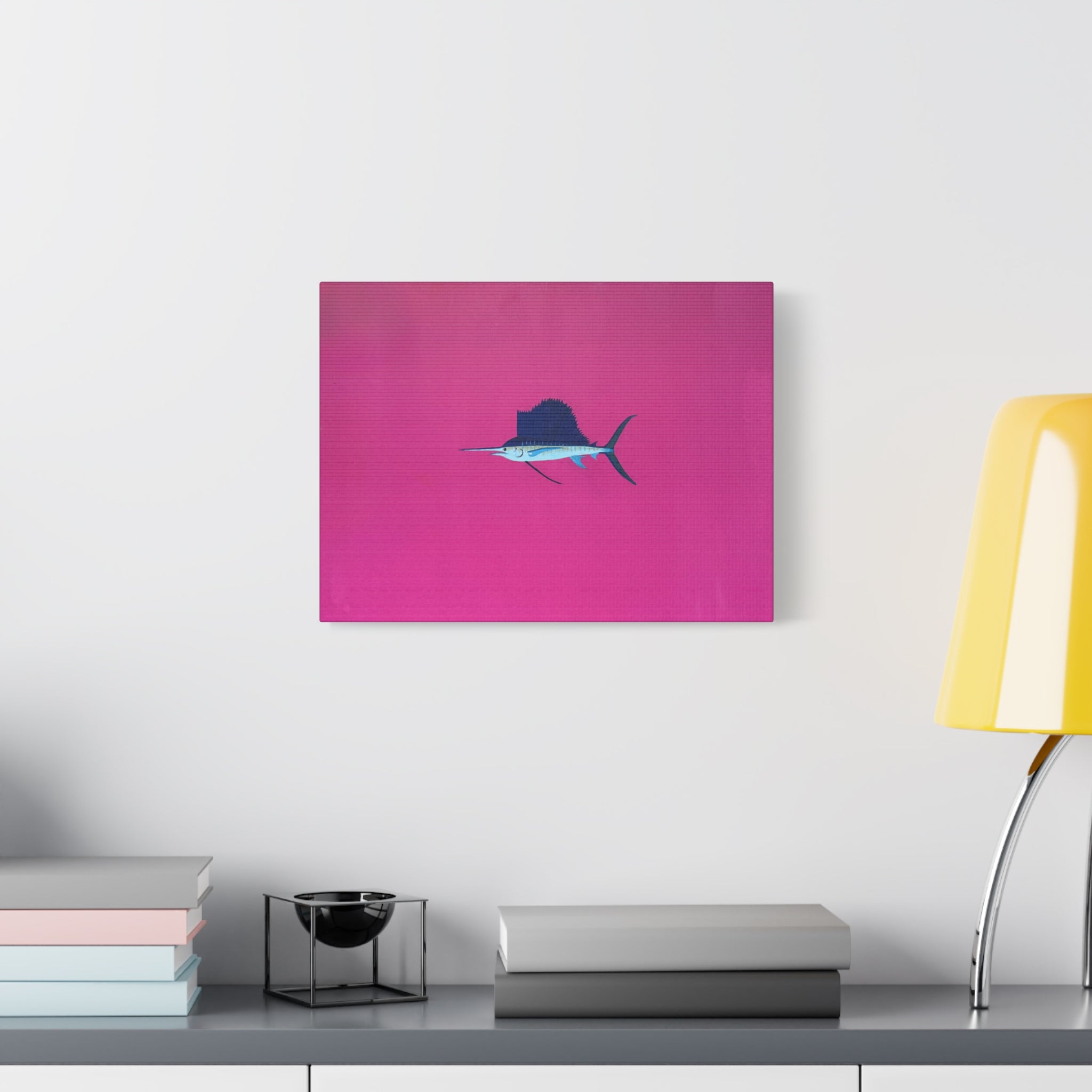 Pinky Sailfish — Pink Minimalist Acrylic Sailfish Canvas