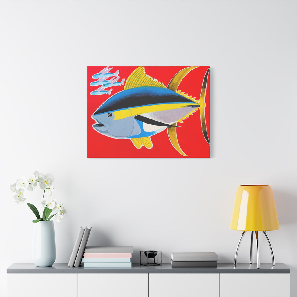 Big Red - Yellowfin Tuna Canvas Print on Red Matte Stretched Canvas