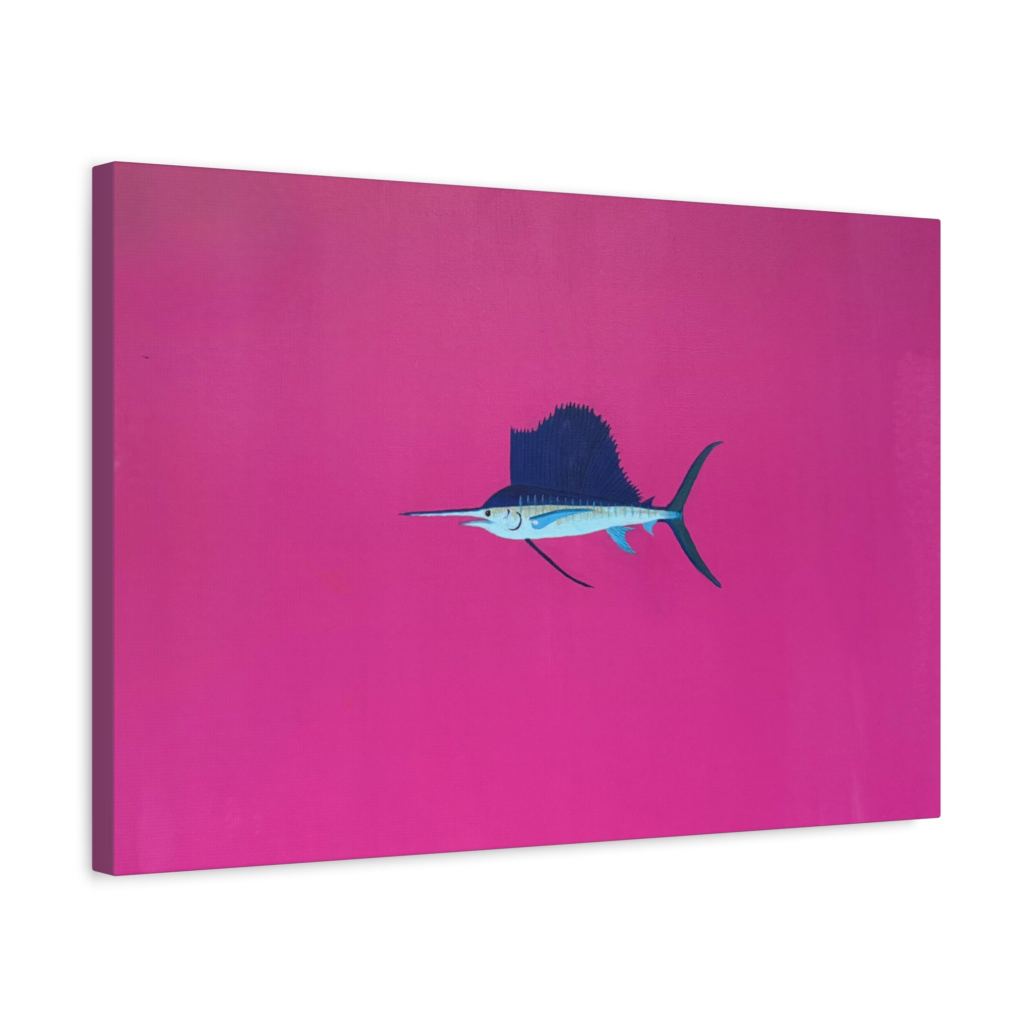 Pinky Sailfish — Pink Minimalist Acrylic Sailfish Canvas