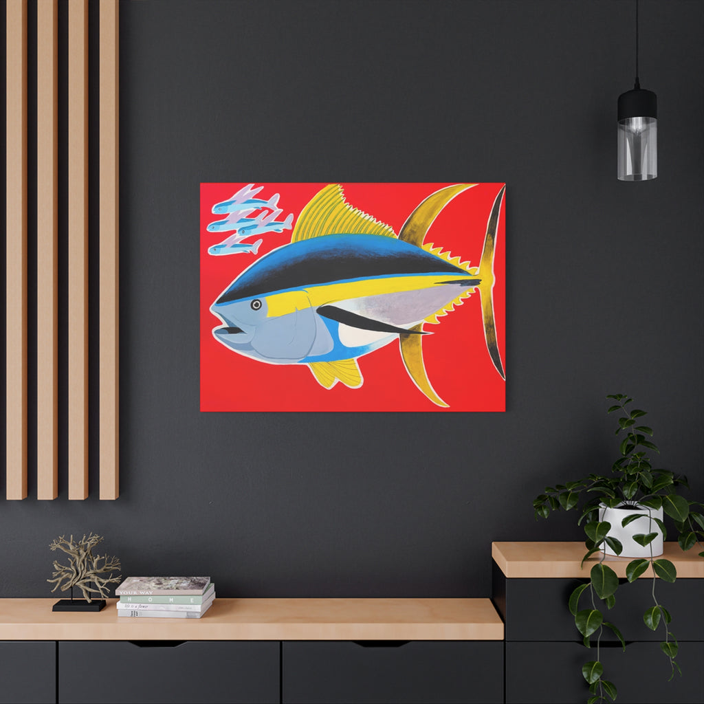 Big Red - Yellowfin Tuna Canvas Print on Red Matte Stretched Canvas