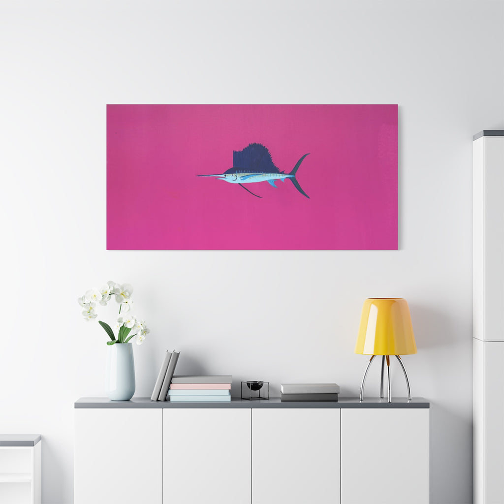 Pinky Sailfish — Pink Minimalist Acrylic Sailfish Canvas