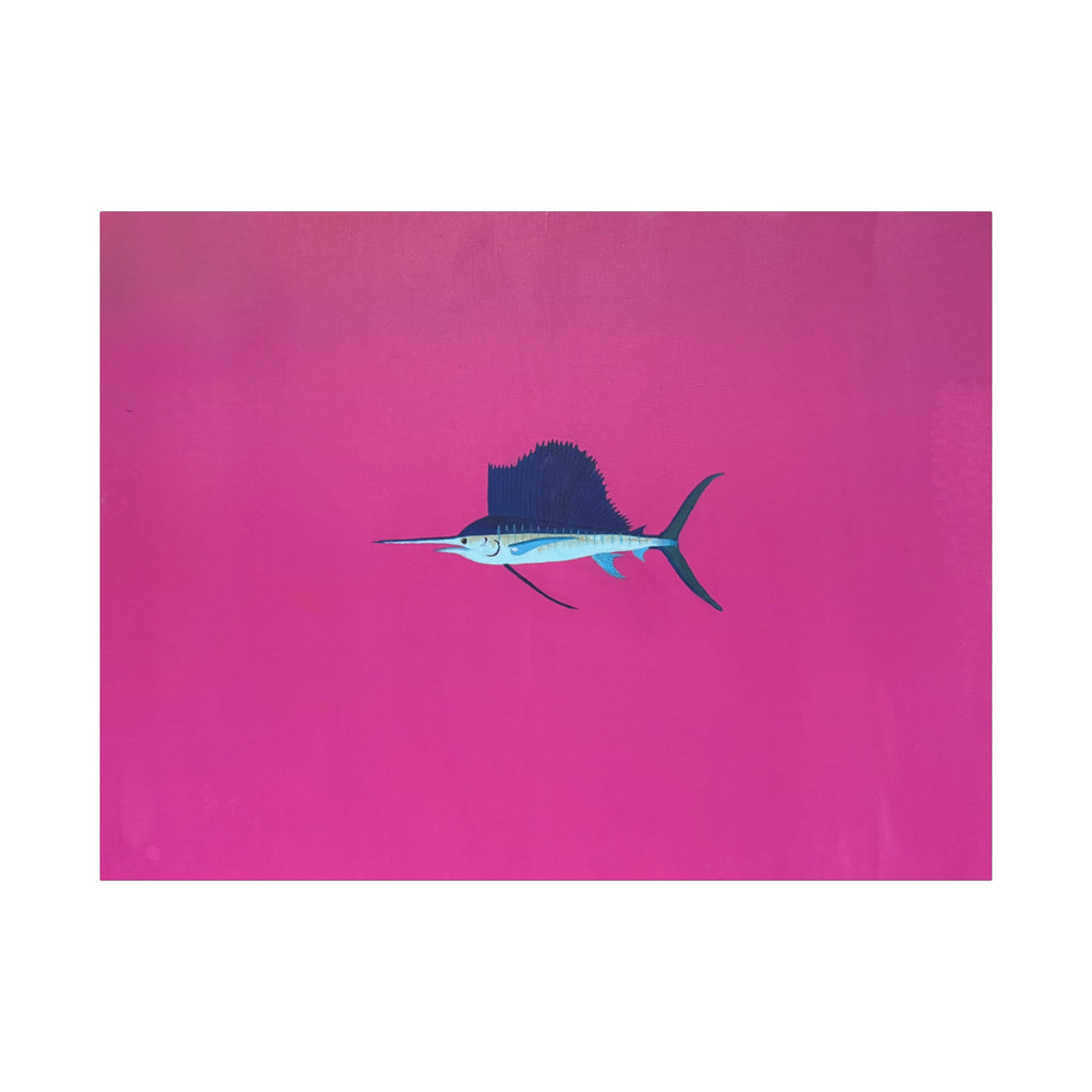Pinky Sailfish — Pink Minimalist Acrylic Sailfish Canvas