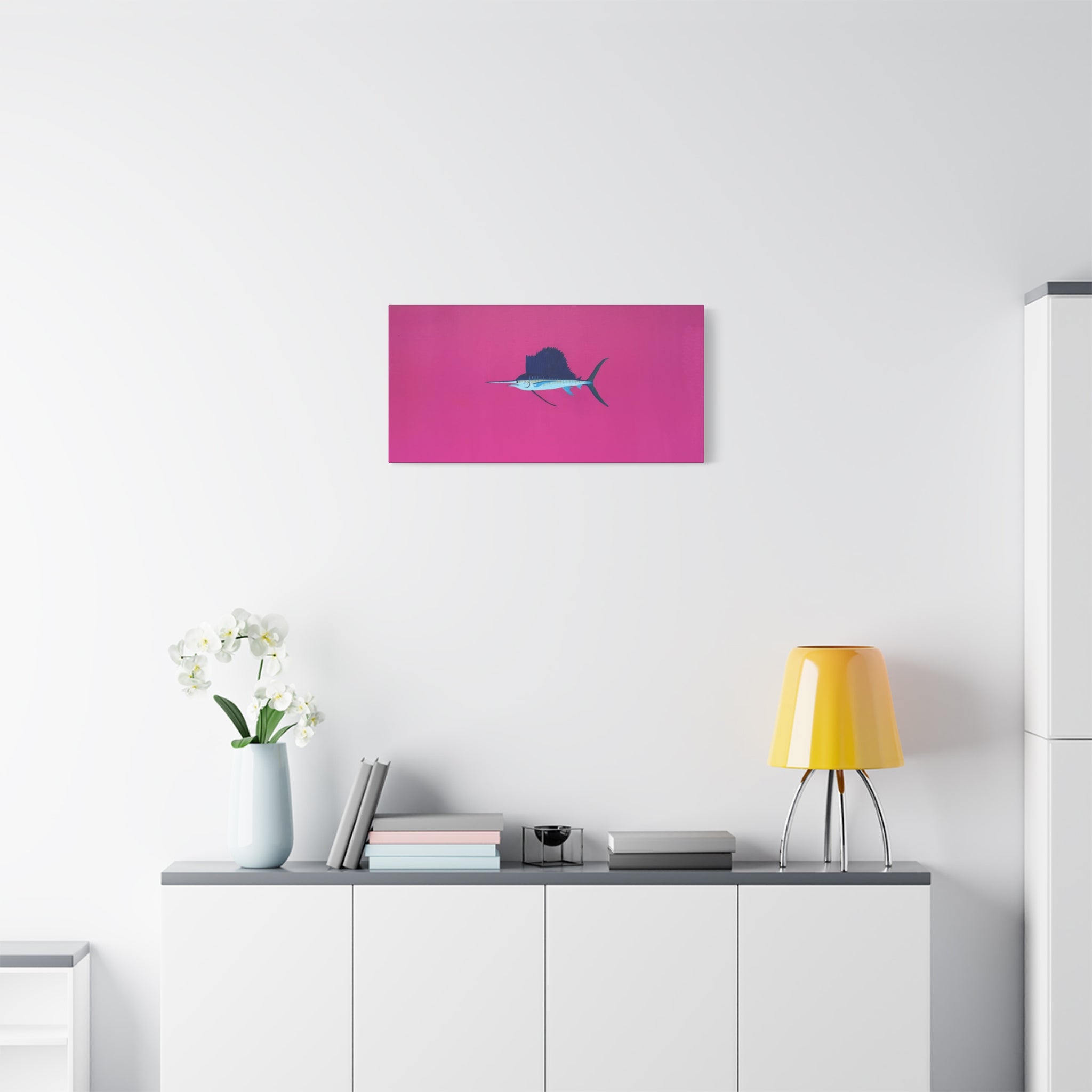 Pinky Sailfish — Pink Minimalist Acrylic Sailfish Canvas