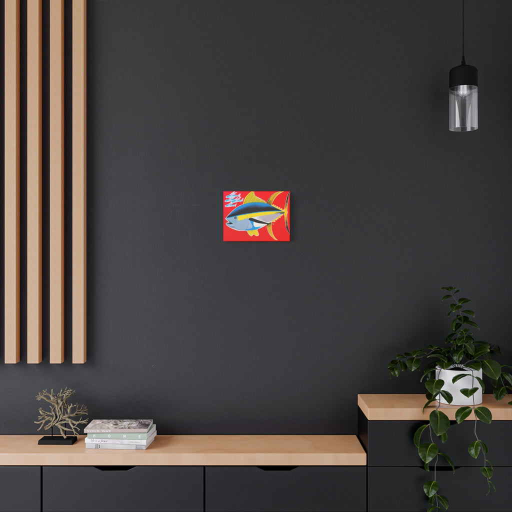 Big Red - Yellowfin Tuna Canvas Print on Red Matte Stretched Canvas