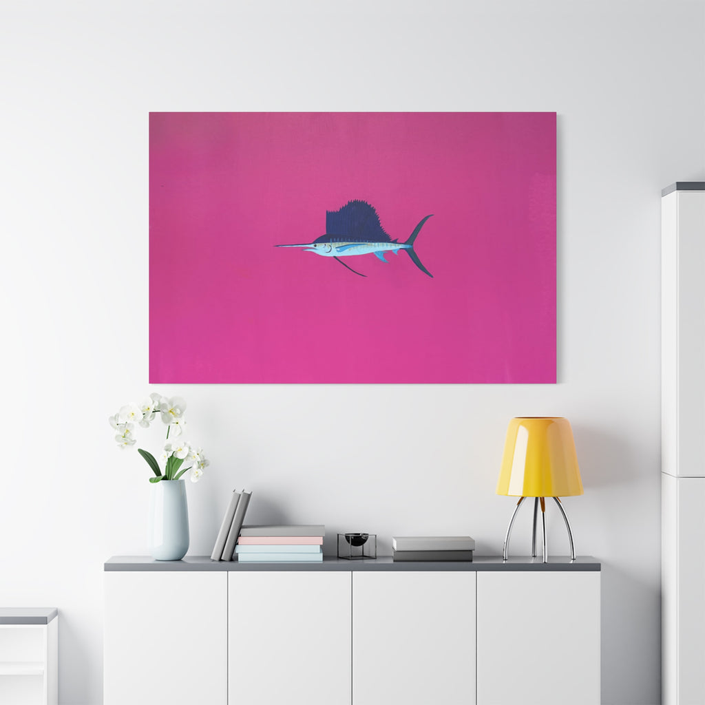 Pinky Sailfish — Pink Minimalist Acrylic Sailfish Canvas