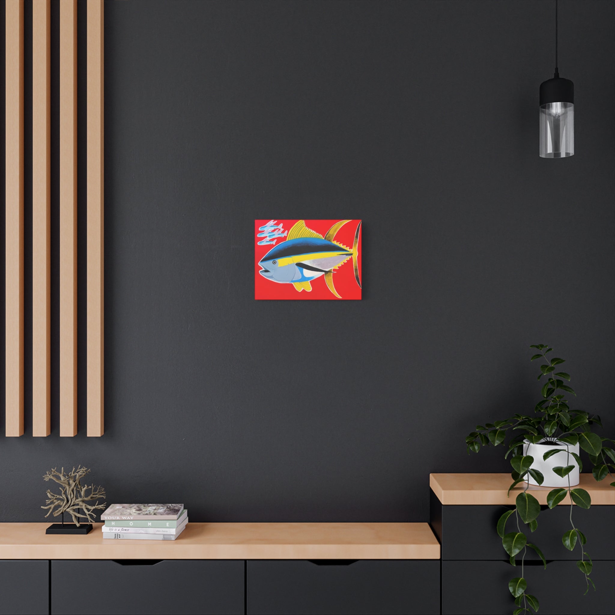 Big Red - Yellowfin Tuna Canvas Print on Red Matte Stretched Canvas