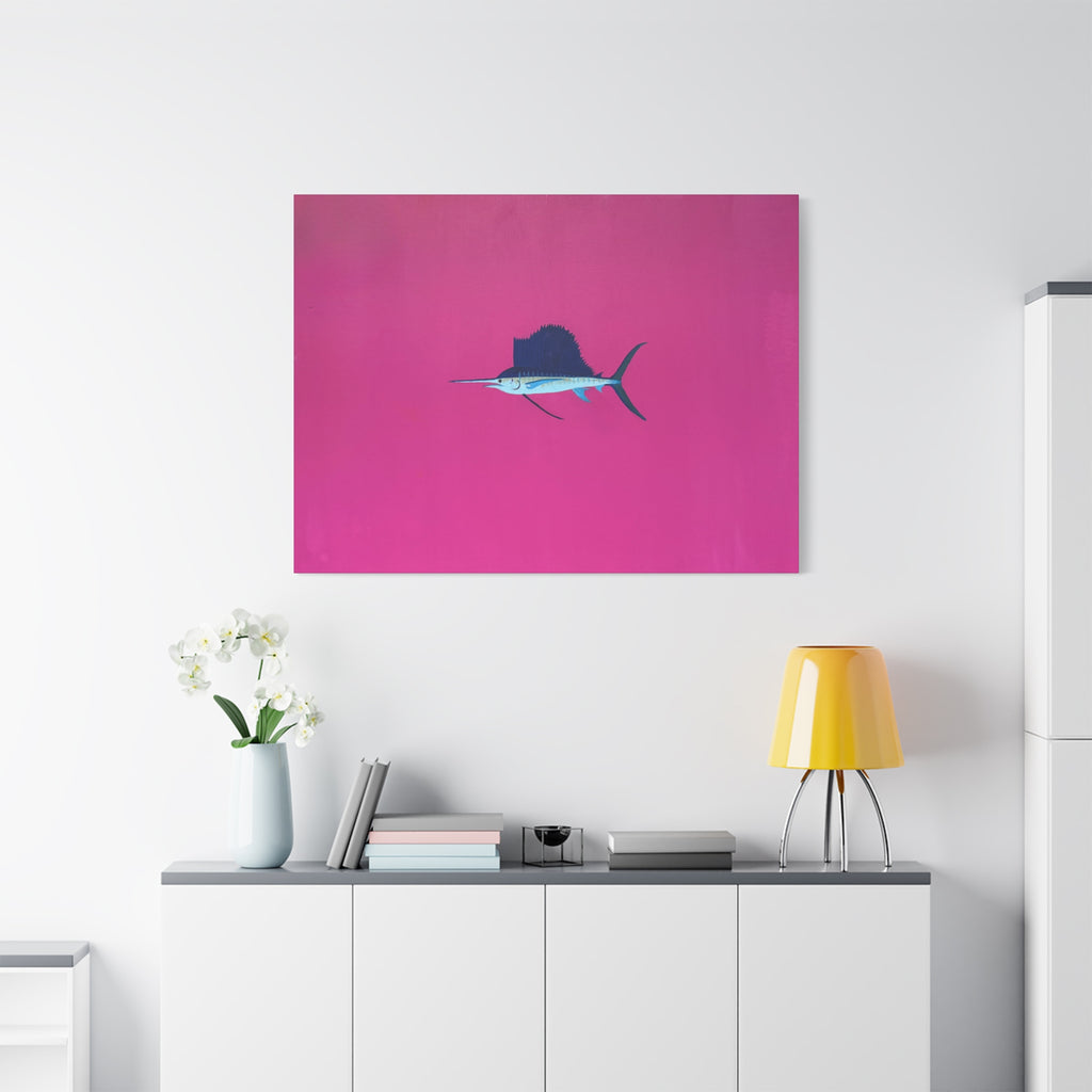 Pinky Sailfish — Pink Minimalist Acrylic Sailfish Canvas