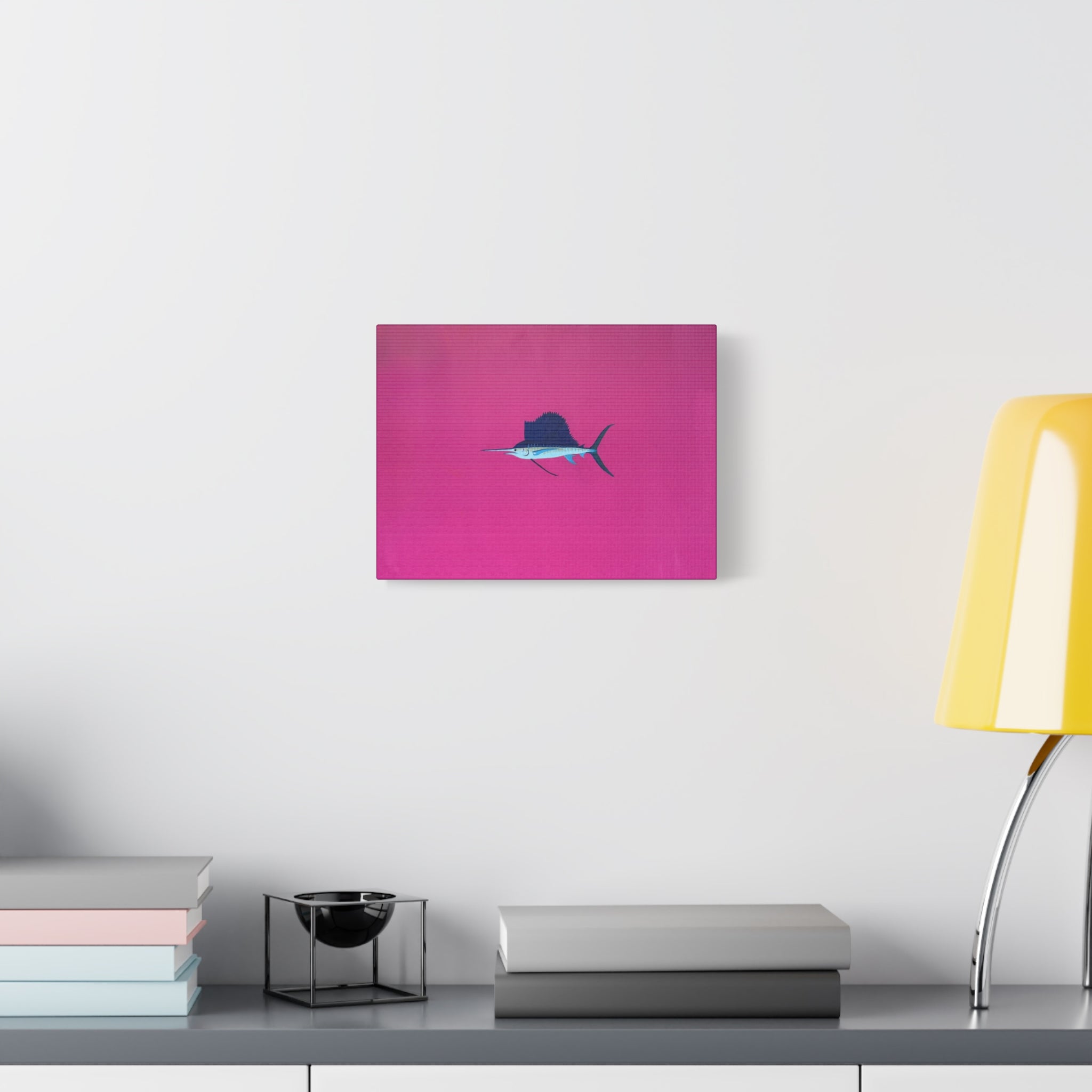 Pinky Sailfish — Pink Minimalist Acrylic Sailfish Canvas