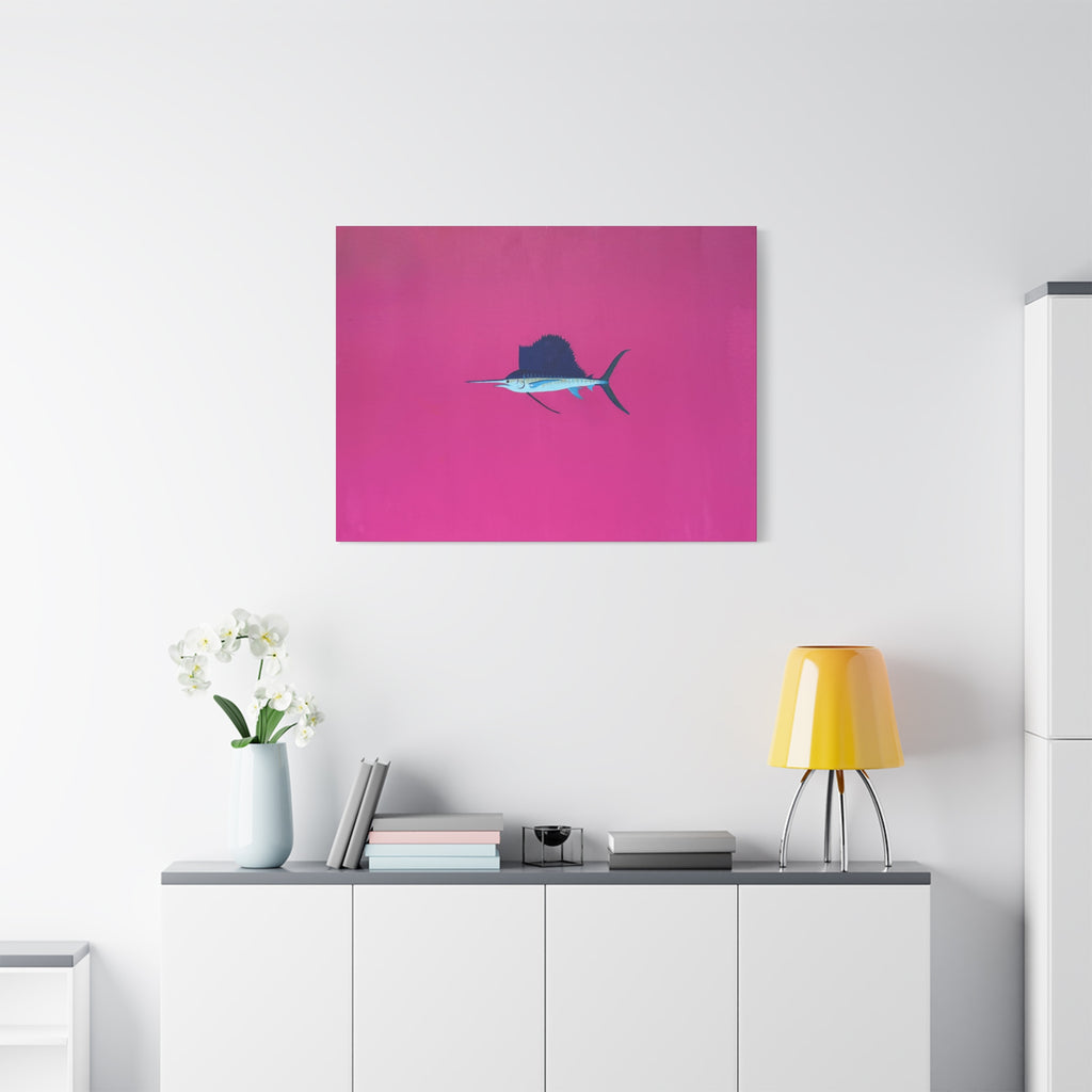Pinky Sailfish — Pink Minimalist Acrylic Sailfish Canvas