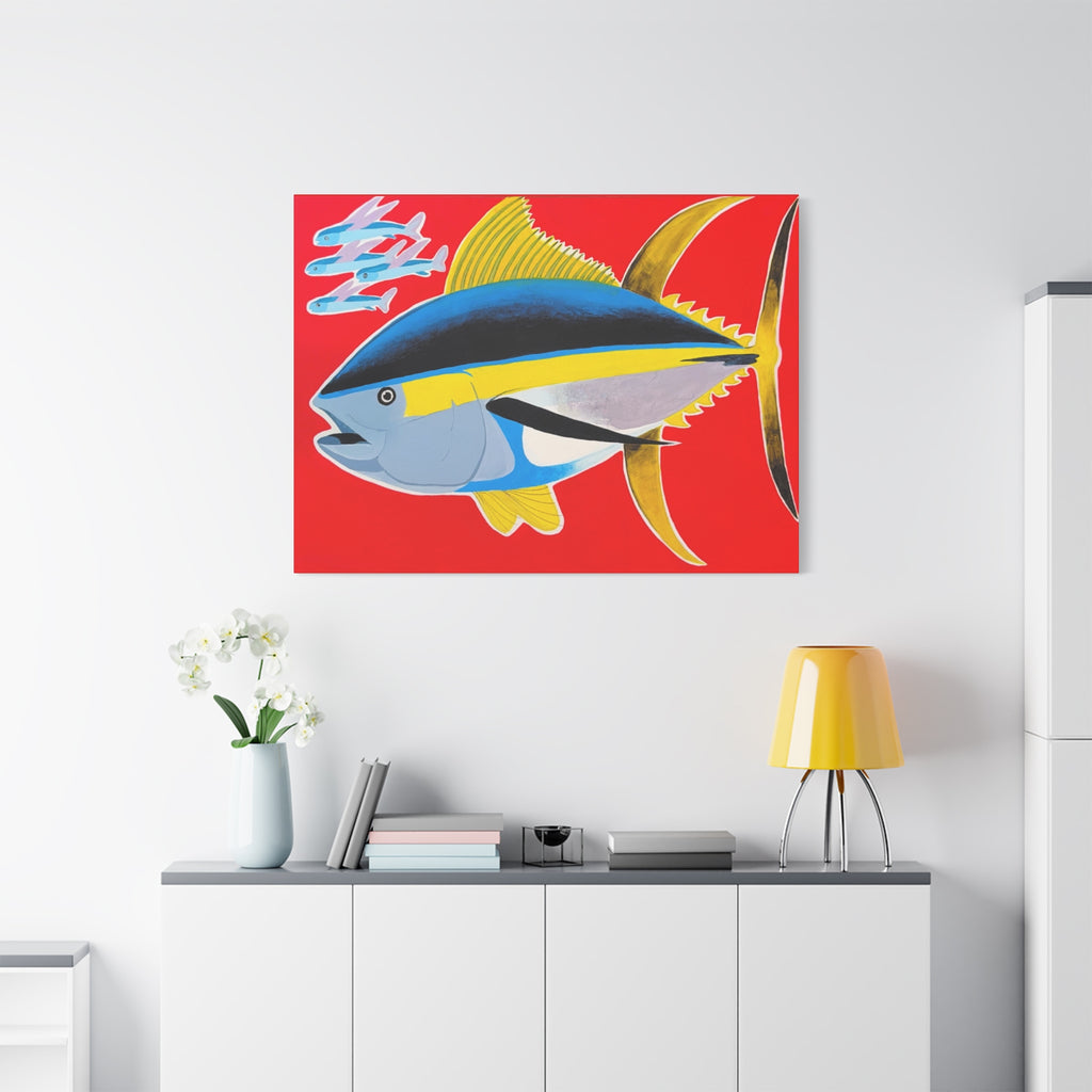 Big Red - Yellowfin Tuna Canvas Print on Red Matte Stretched Canvas