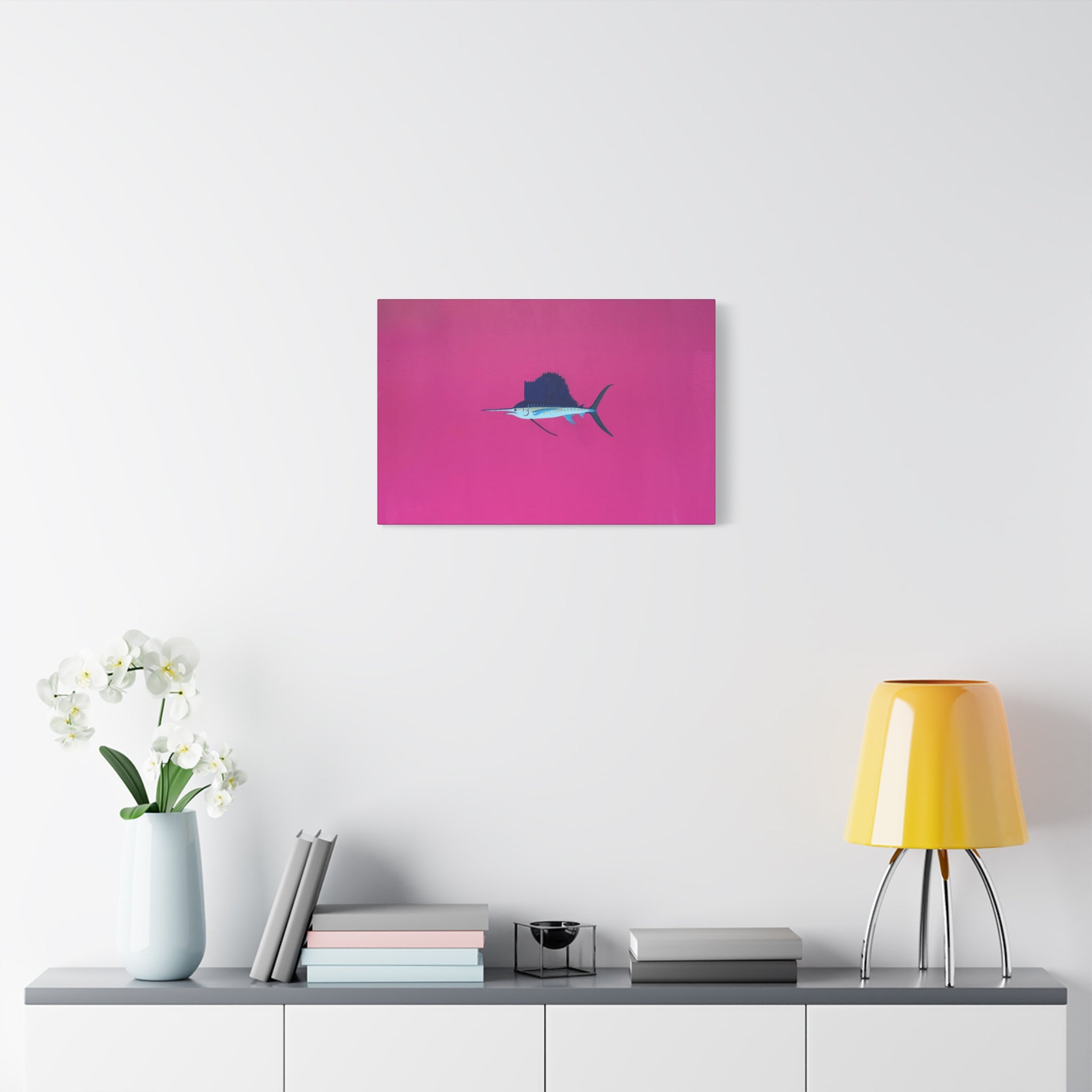 Pinky Sailfish — Pink Minimalist Acrylic Sailfish Canvas