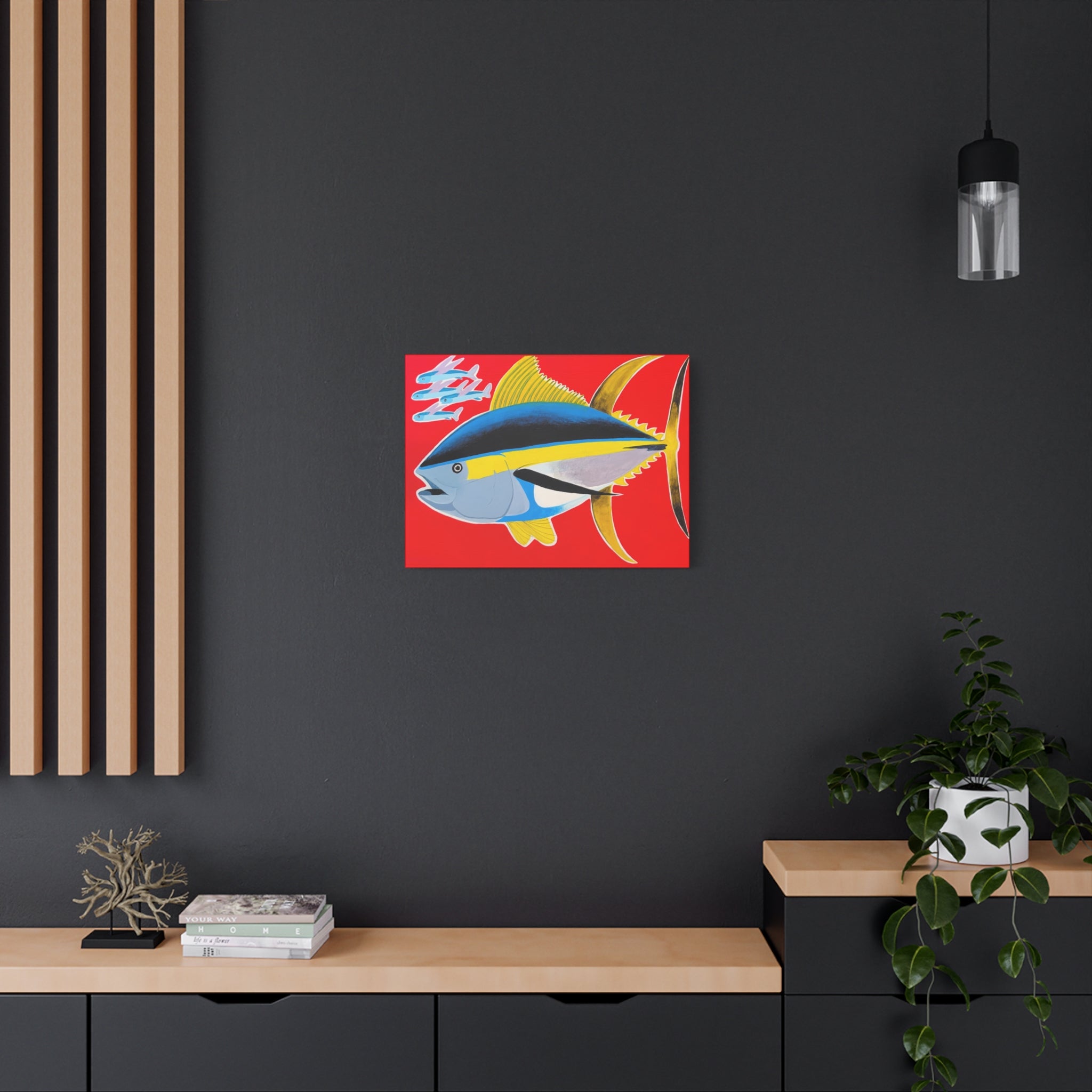 Big Red - Yellowfin Tuna Canvas Print on Red Matte Stretched Canvas