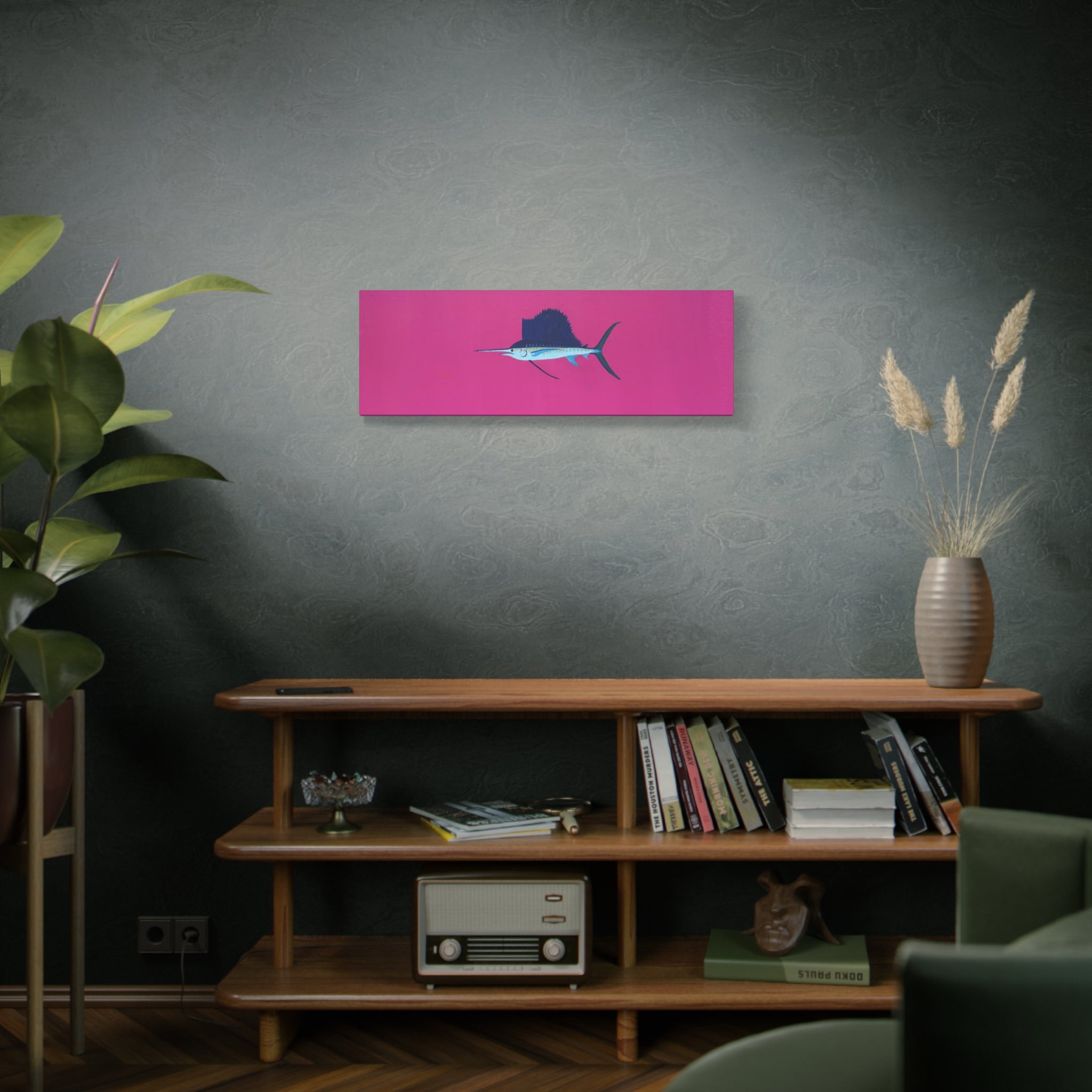 Pinky Sailfish — Pink Minimalist Acrylic Sailfish Canvas