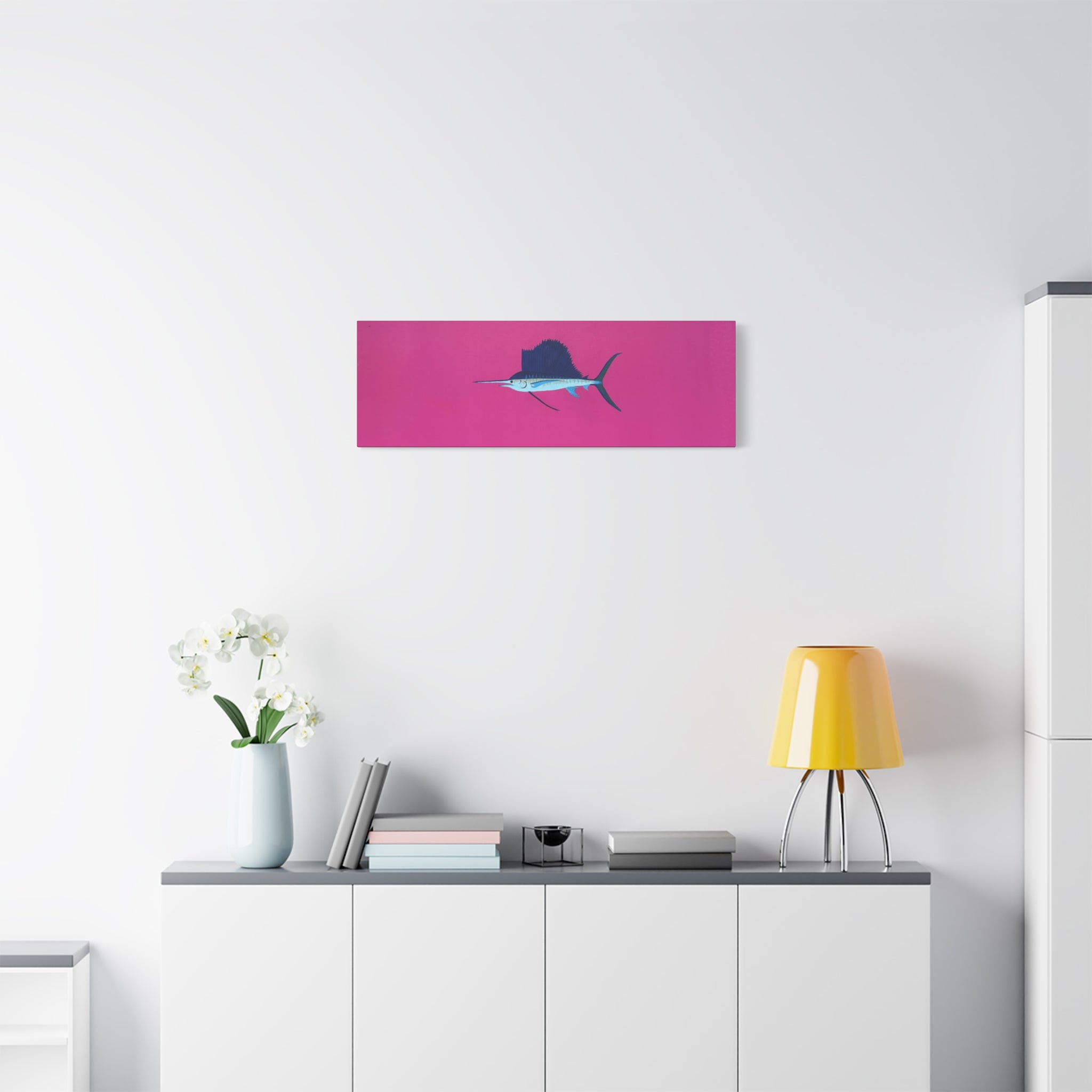 Pinky Sailfish — Pink Minimalist Acrylic Sailfish Canvas