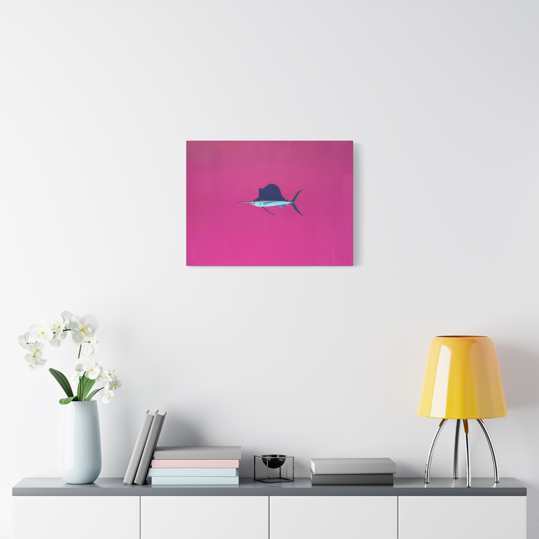 Pinky Sailfish — Pink Minimalist Acrylic Sailfish Canvas