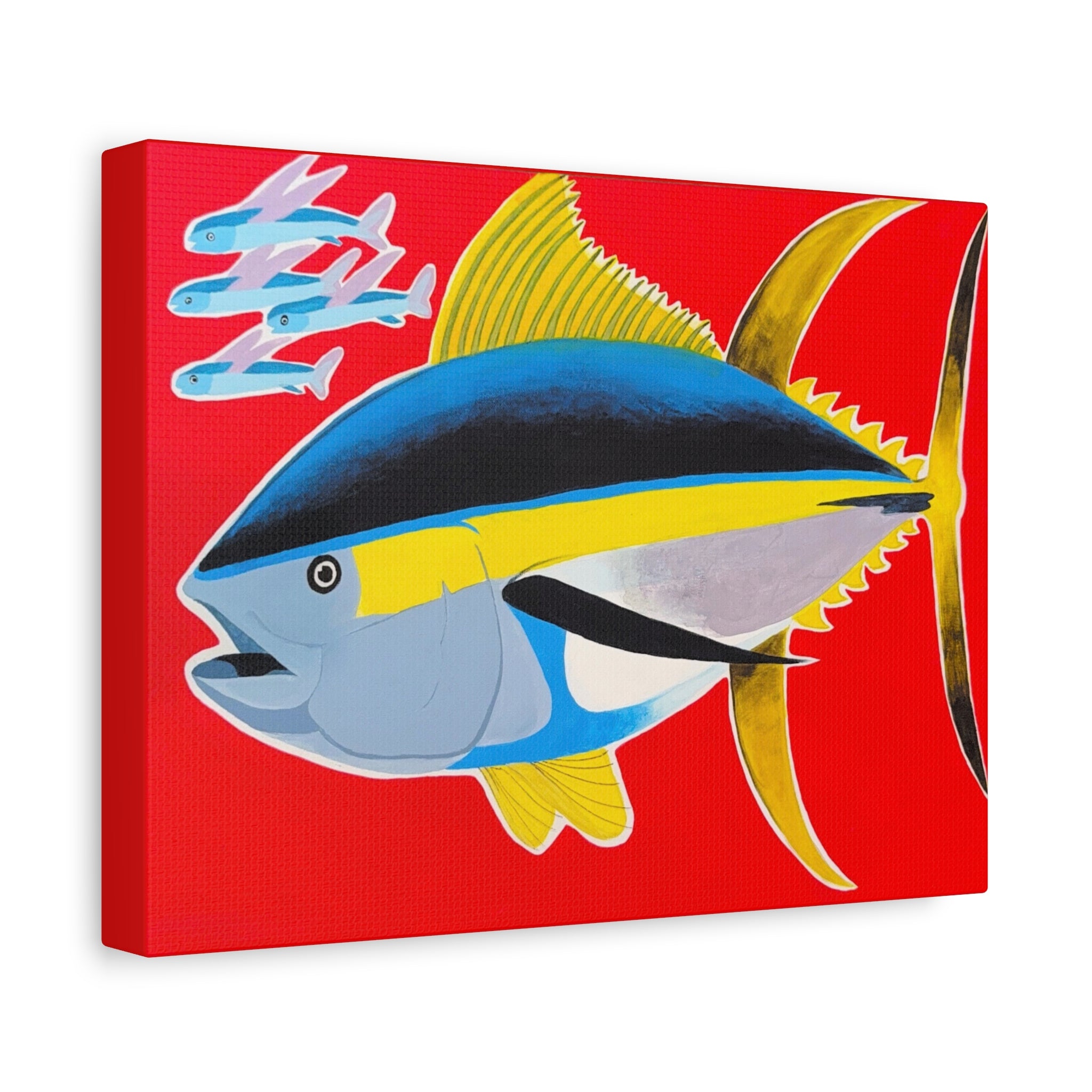 Big Red - Yellowfin Tuna Canvas Print on Red Matte Stretched Canvas
